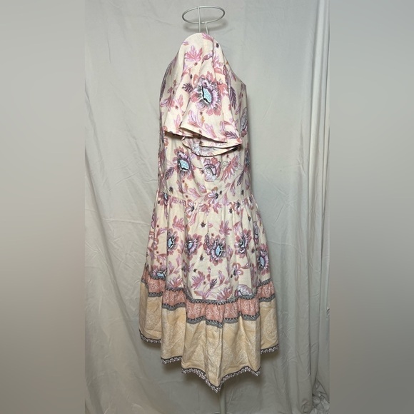 JAPNA Dress Short Sleeve Flowy with Buttons Pink/Cream Floral Size M - Picture 4 of 7